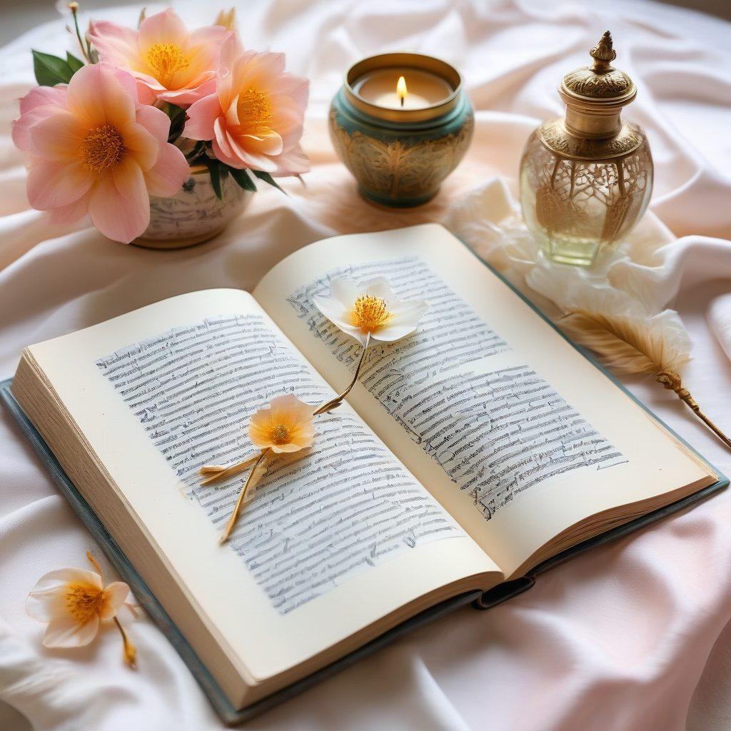 An open book with golden, radiant words floating out of it, each word being a stunning adjective like 'breathtaking,' 'marvelous,' 'magnificent,' written in elegant calligraphy fonts. The background is a dreamy blend of pastel colors with a quill and inkpot beside the book. watercolor painting. vibrant colors.